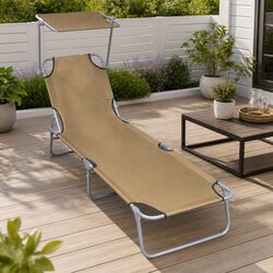 Adjustable Sun Lounger with Canopy for Outdoor Comfort