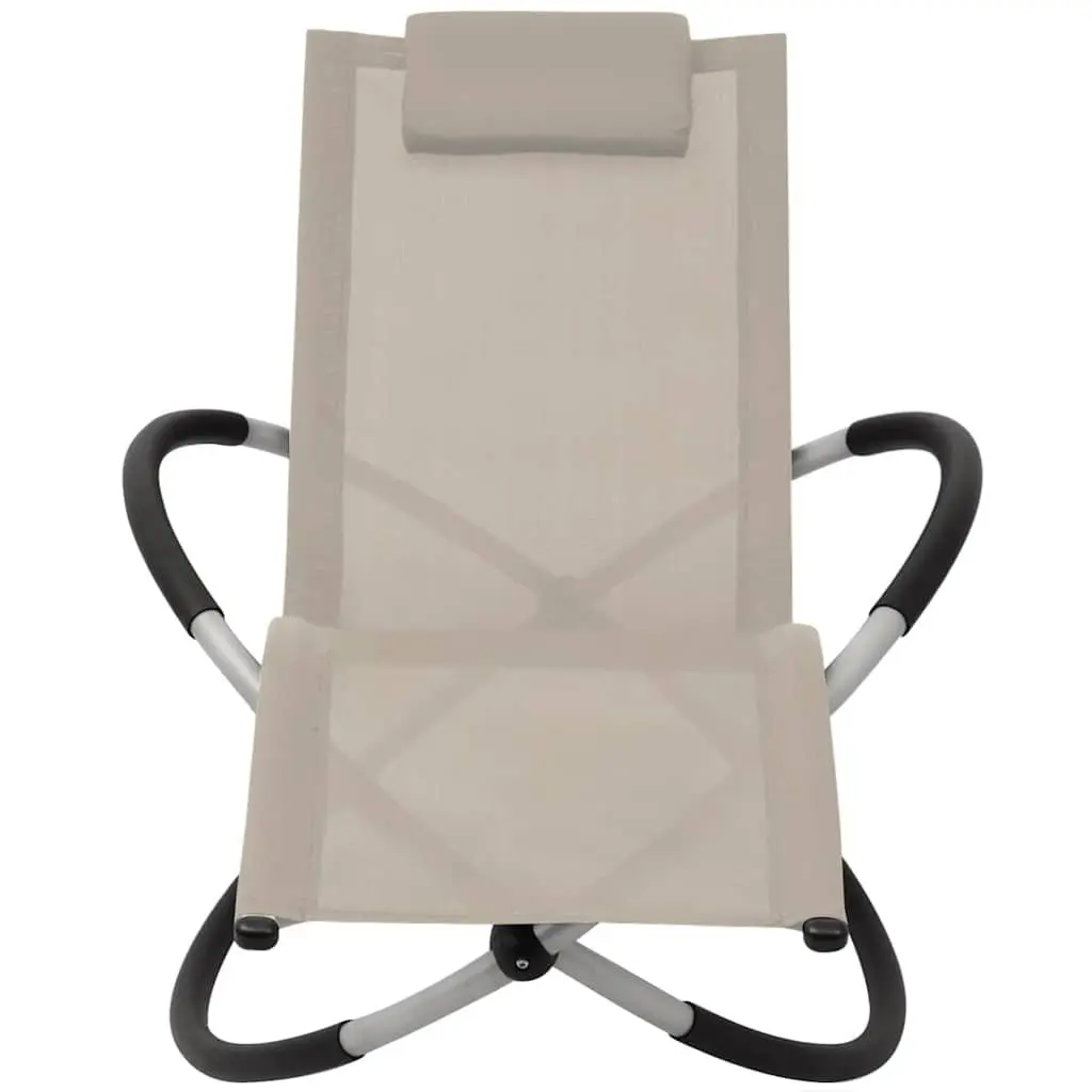 Sun Lounger Galvanised Steel Folding Brown Geometrical Textilene Garden Chair