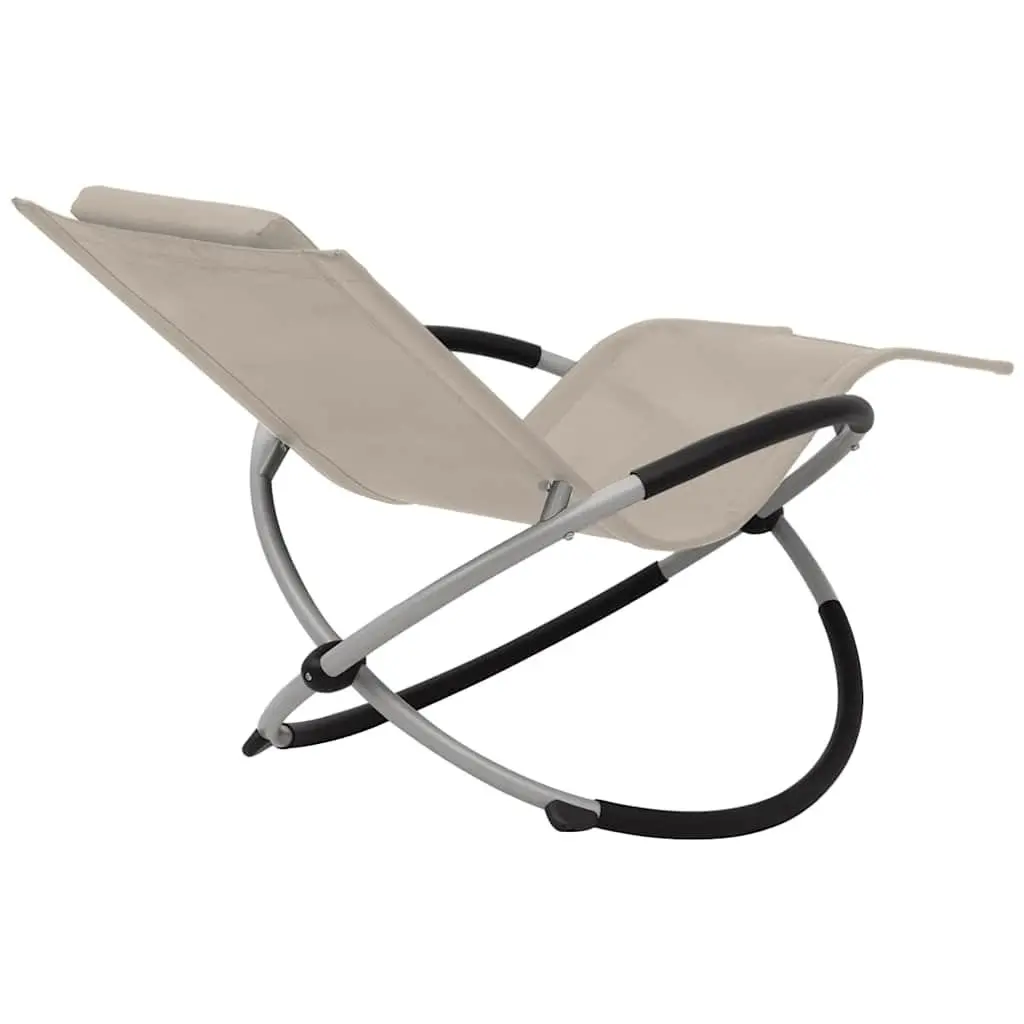 Sun Lounger Galvanised Steel Folding Brown Geometrical Textilene Garden Chair