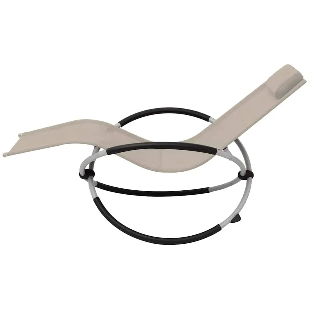 Sun Lounger Galvanised Steel Folding Brown Geometrical Textilene Garden Chair