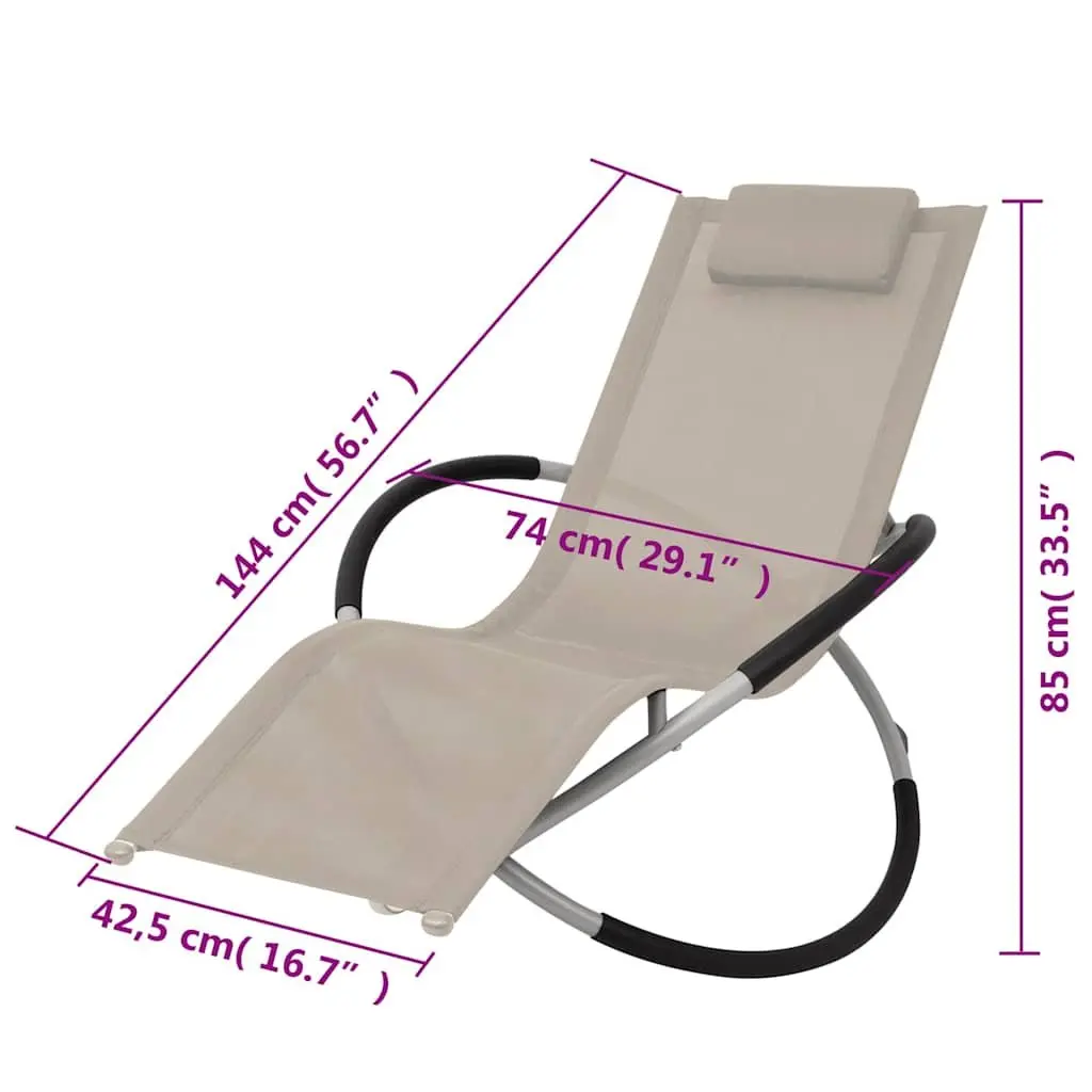 Sun Lounger Galvanised Steel Folding Brown Geometrical Textilene Garden Chair