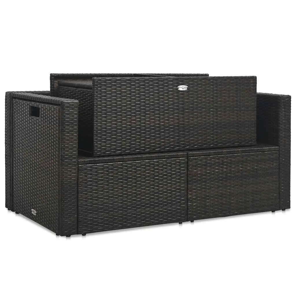 Outdoor Lounge Set Poly Rattan 6 Piece Brown