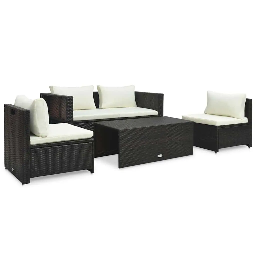 Outdoor Lounge Set Poly Rattan 6 Piece Brown