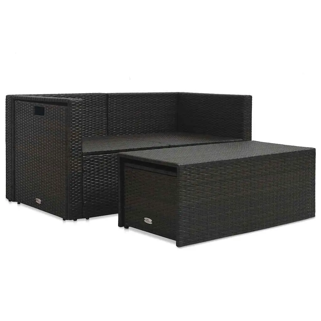 Outdoor Lounge Set Poly Rattan 6 Piece Brown