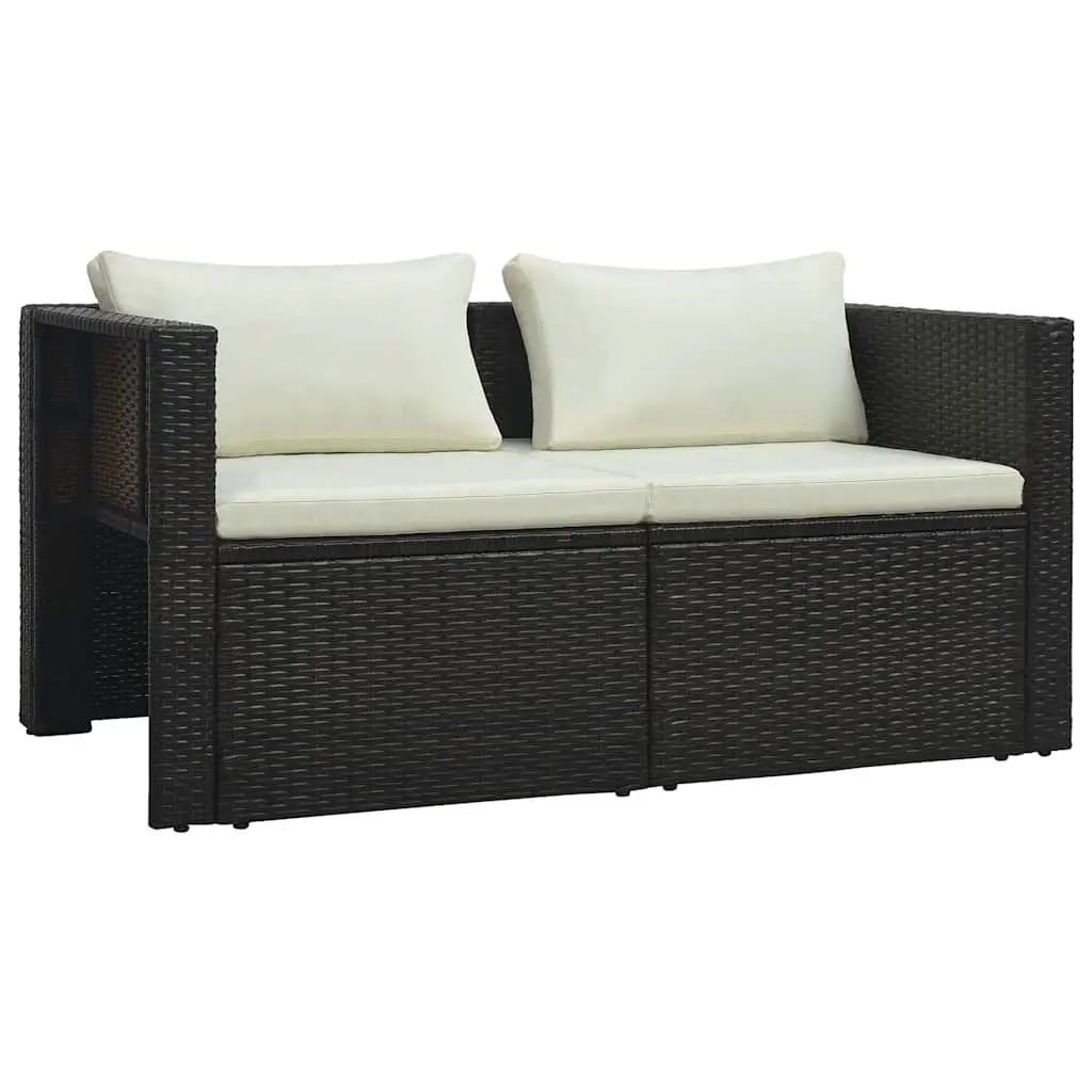 Outdoor Lounge Set Poly Rattan 6 Piece Brown