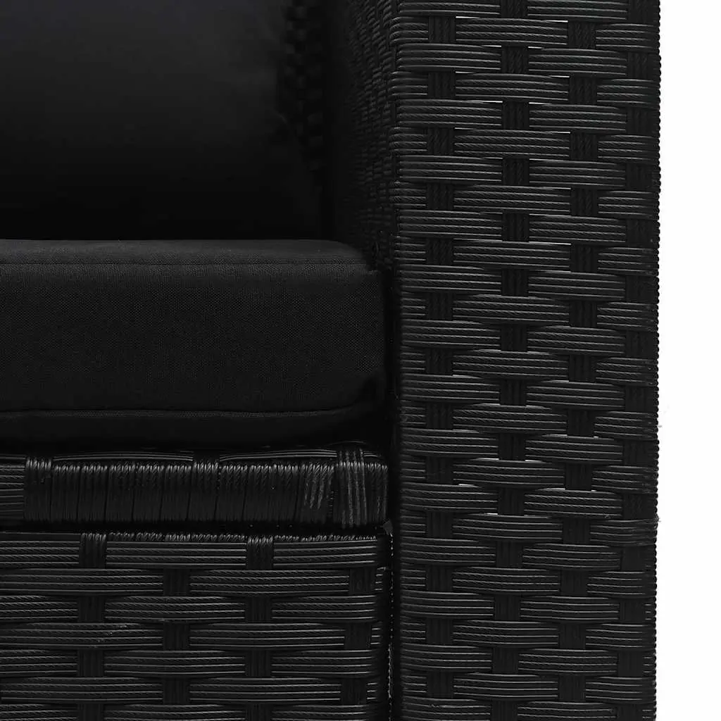 Black 6-Piece Poly Rattan Garden Lounge Set
