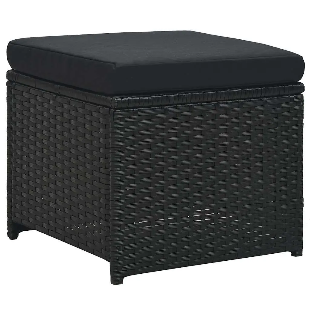Black 6-Piece Poly Rattan Garden Lounge Set