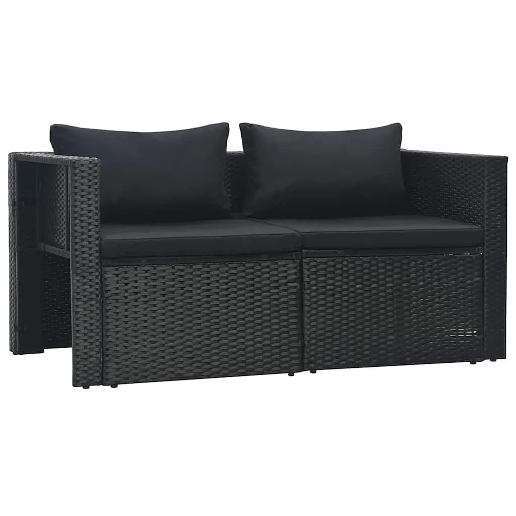 Black 6-Piece Poly Rattan Garden Lounge Set