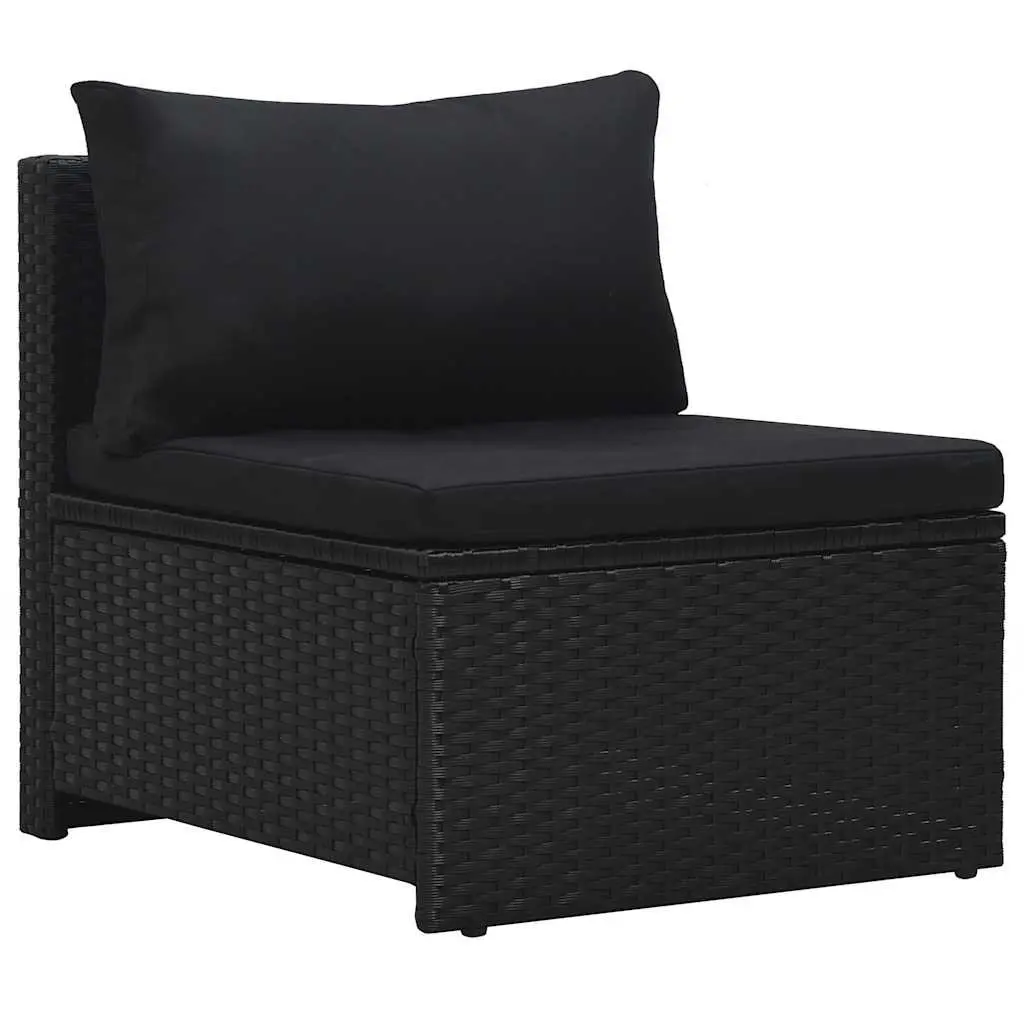 Black 6-Piece Poly Rattan Garden Lounge Set