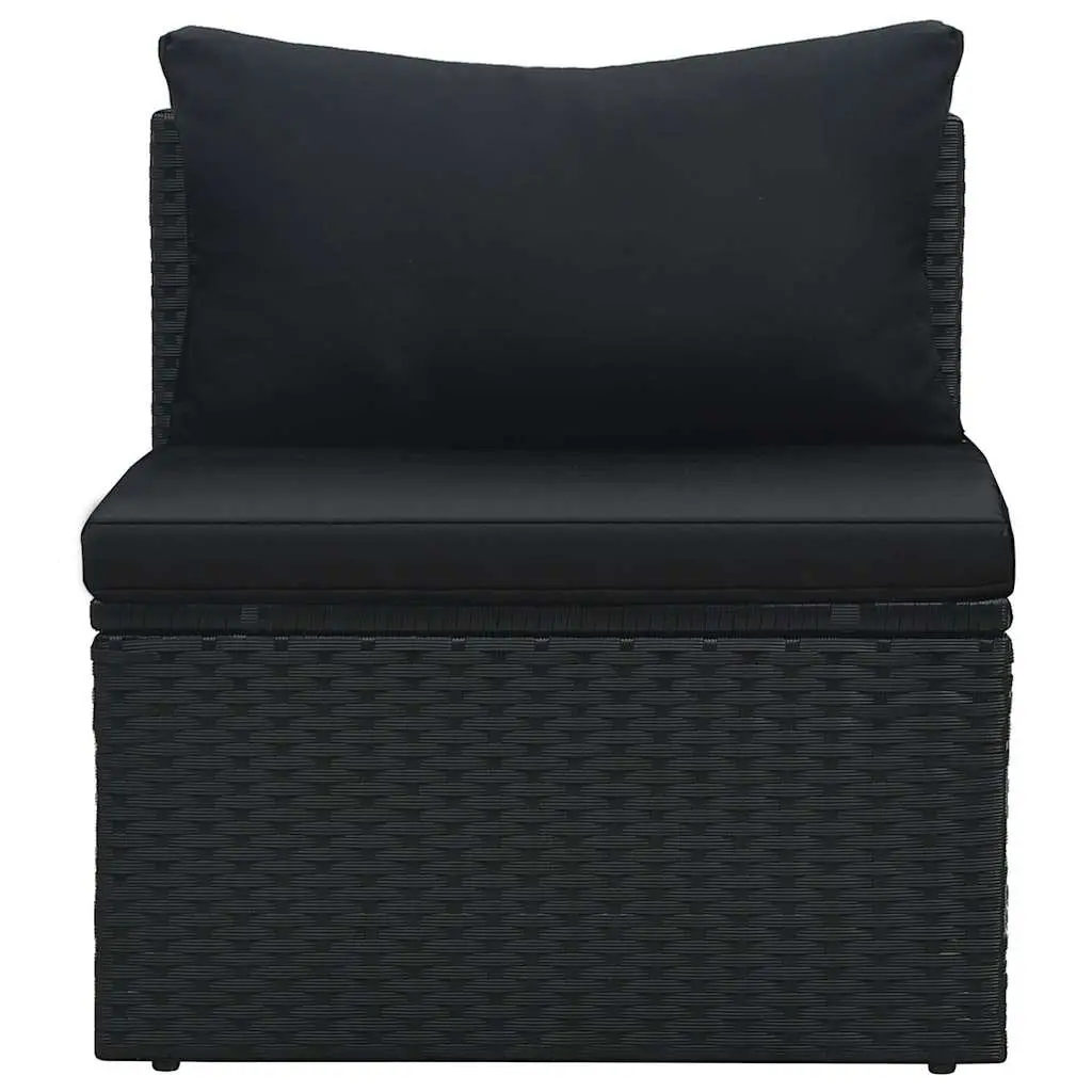 Black 6-Piece Poly Rattan Garden Lounge Set