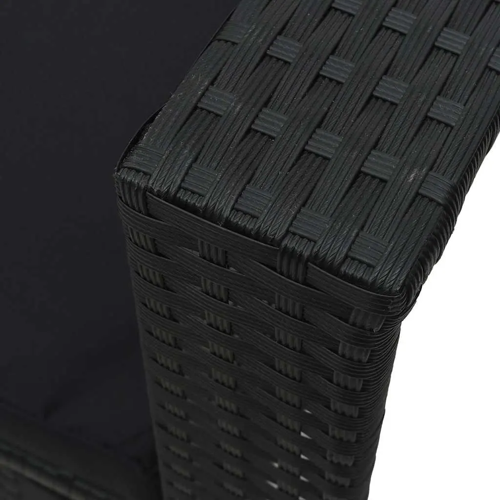 Black 6-Piece Poly Rattan Garden Lounge Set