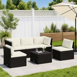 Premium 4 Piece Garden Lounge Set with Cushions - Brown