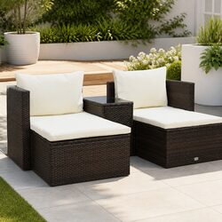 Premium 5 Piece Outdoor Lounge Set in Brown with Cushions