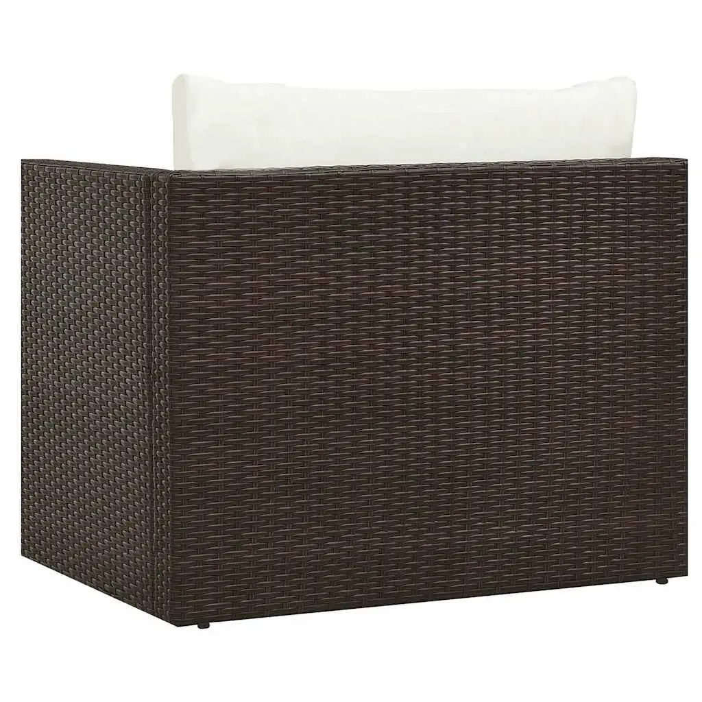Garden Lounge Set Poly Rattan 5 Piece Outdoor Furniture Brown with Cushions