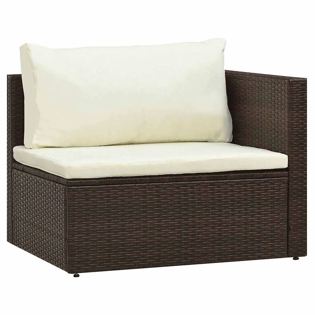 Garden Lounge Set Poly Rattan 5 Piece Outdoor Furniture Brown with Cushions