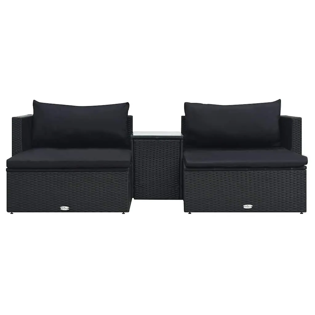 Black Poly Rattan 5 Piece Outdoor Lounge Set