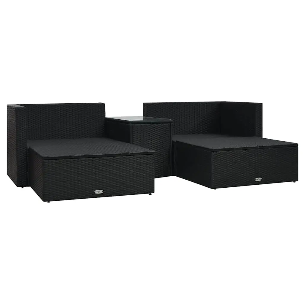Black Poly Rattan 5 Piece Outdoor Lounge Set