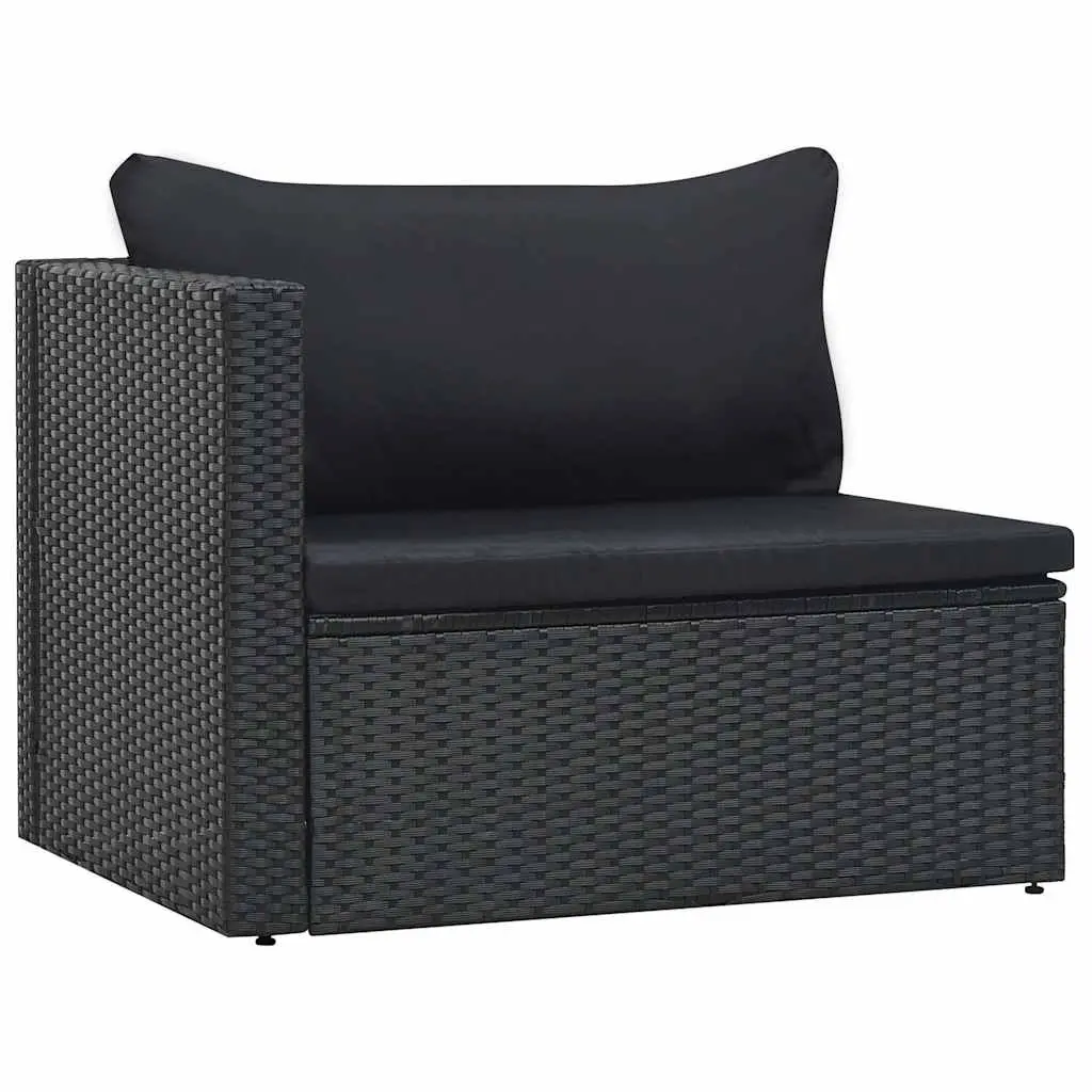 Black Poly Rattan 5 Piece Outdoor Lounge Set