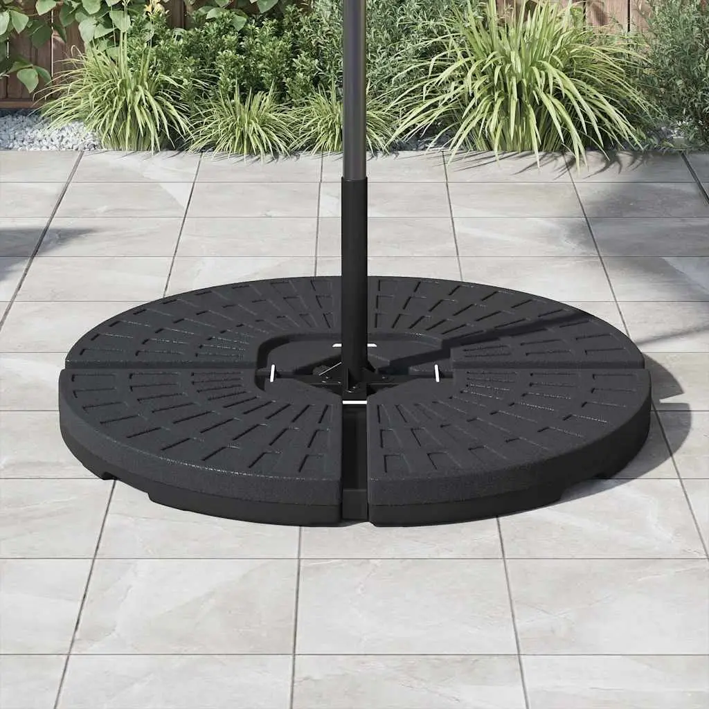 Umbrella Base HDPE Plastic Fan-shaped Set of 4 Black