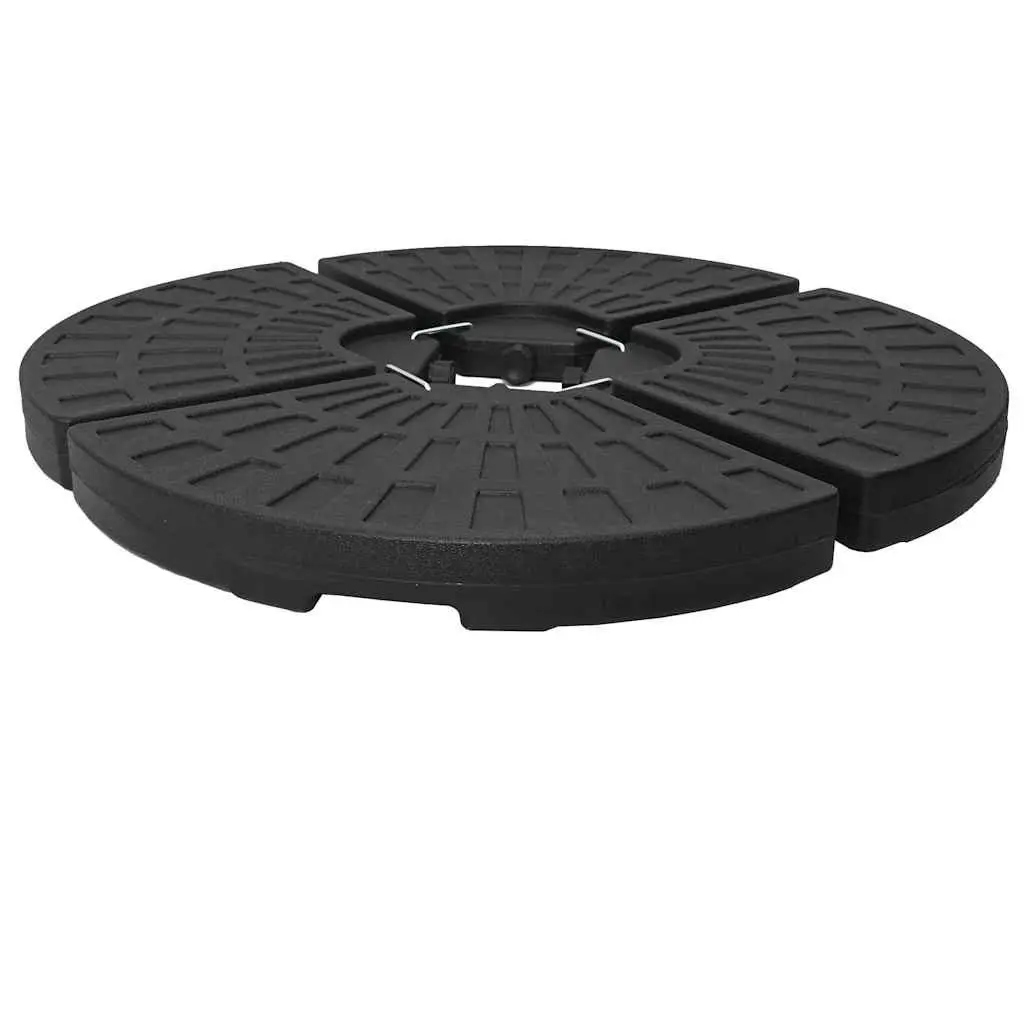Umbrella Base HDPE Plastic Fan-shaped Set of 4 Black