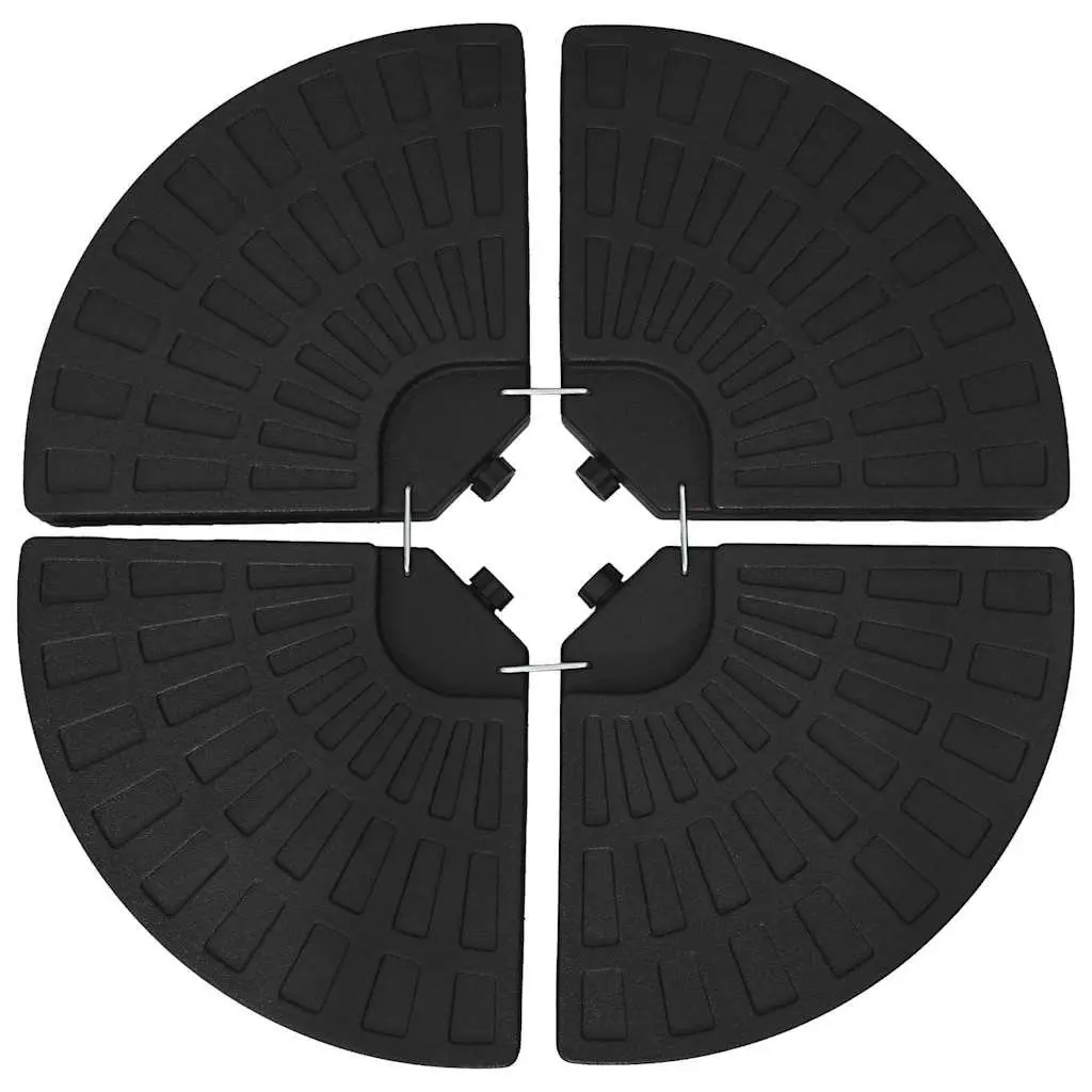 Umbrella Base HDPE Plastic Fan-shaped Set of 4 Black