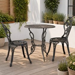 Sturdy 3 Piece Outdoor Bistro Set with Round Table and 2 Chairs