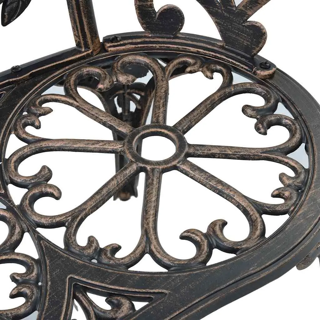Outdoor Bench 100cm Garden Patio Seating Cast Aluminium Brown Decorative