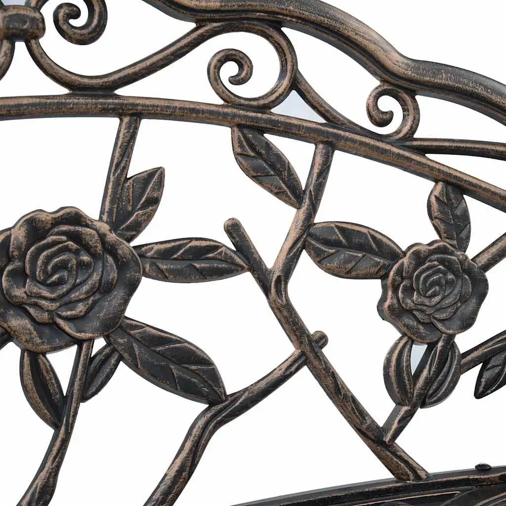 Outdoor Bench 100cm Garden Patio Seating Cast Aluminium Brown Decorative