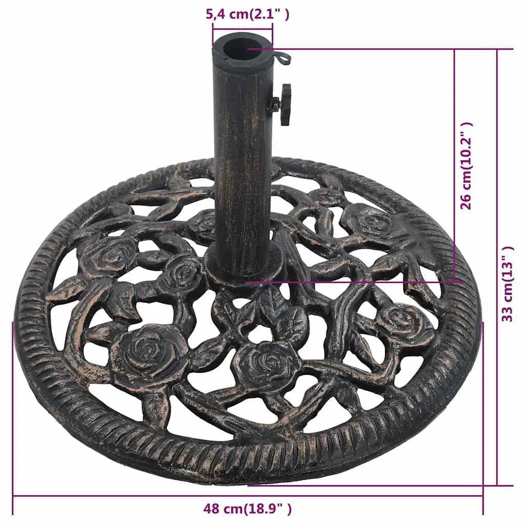 Cast Iron Umbrella Base 12kg 48cm Brown Heavy Duty