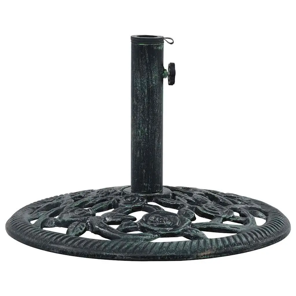 Green Cast Iron Umbrella Base Stand for Outdoor Use