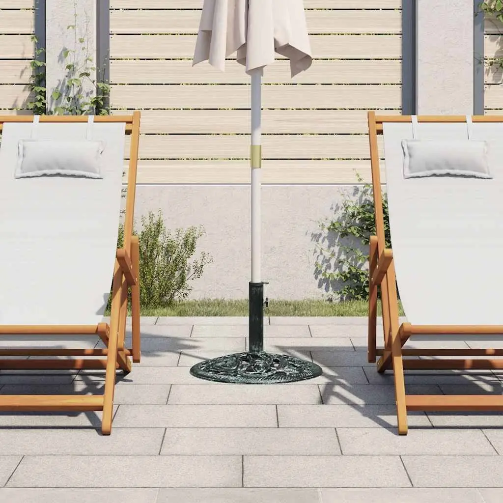 Green Cast Iron Umbrella Base Stand for Outdoor Use