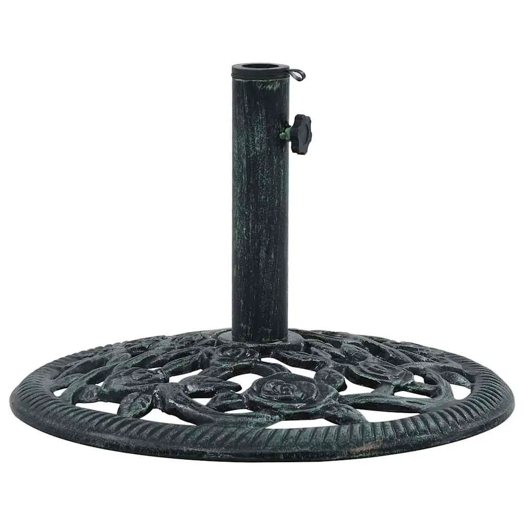 Green Cast Iron Umbrella Base Stand for Outdoor Use