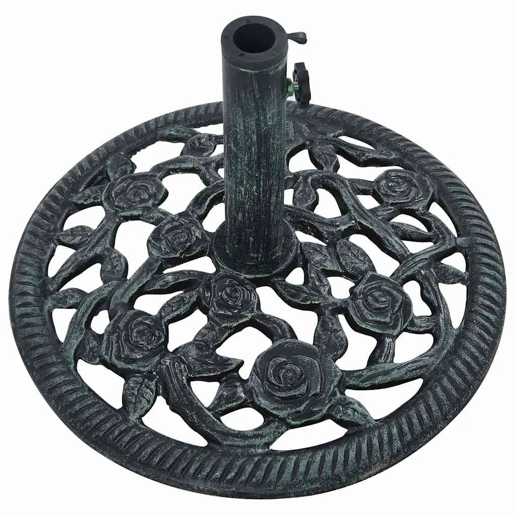 Green Cast Iron Umbrella Base Stand for Outdoor Use