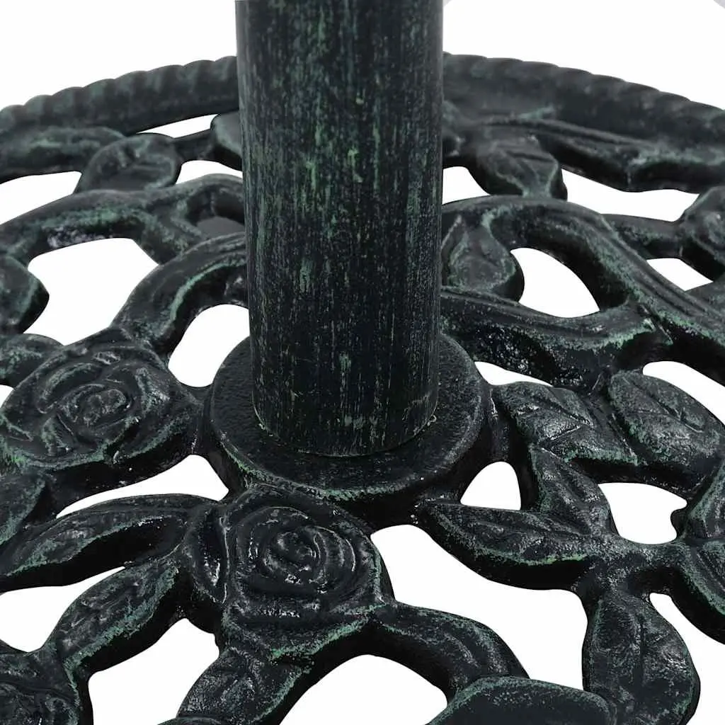 Green Cast Iron Umbrella Base Stand for Outdoor Use