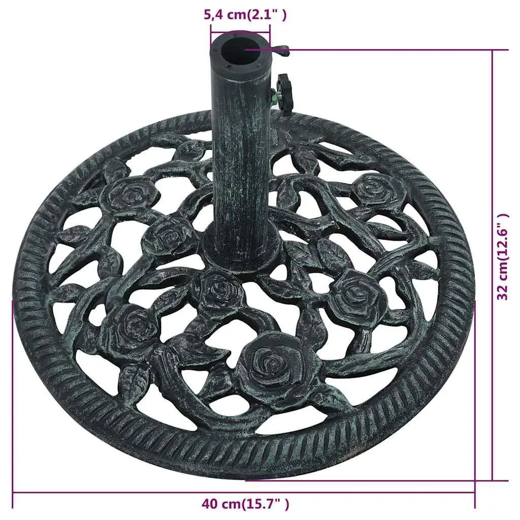 Green Cast Iron Umbrella Base Stand for Outdoor Use