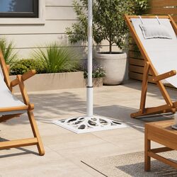 Heavy-Duty White Cast Iron Umbrella Base for Outdoor Use