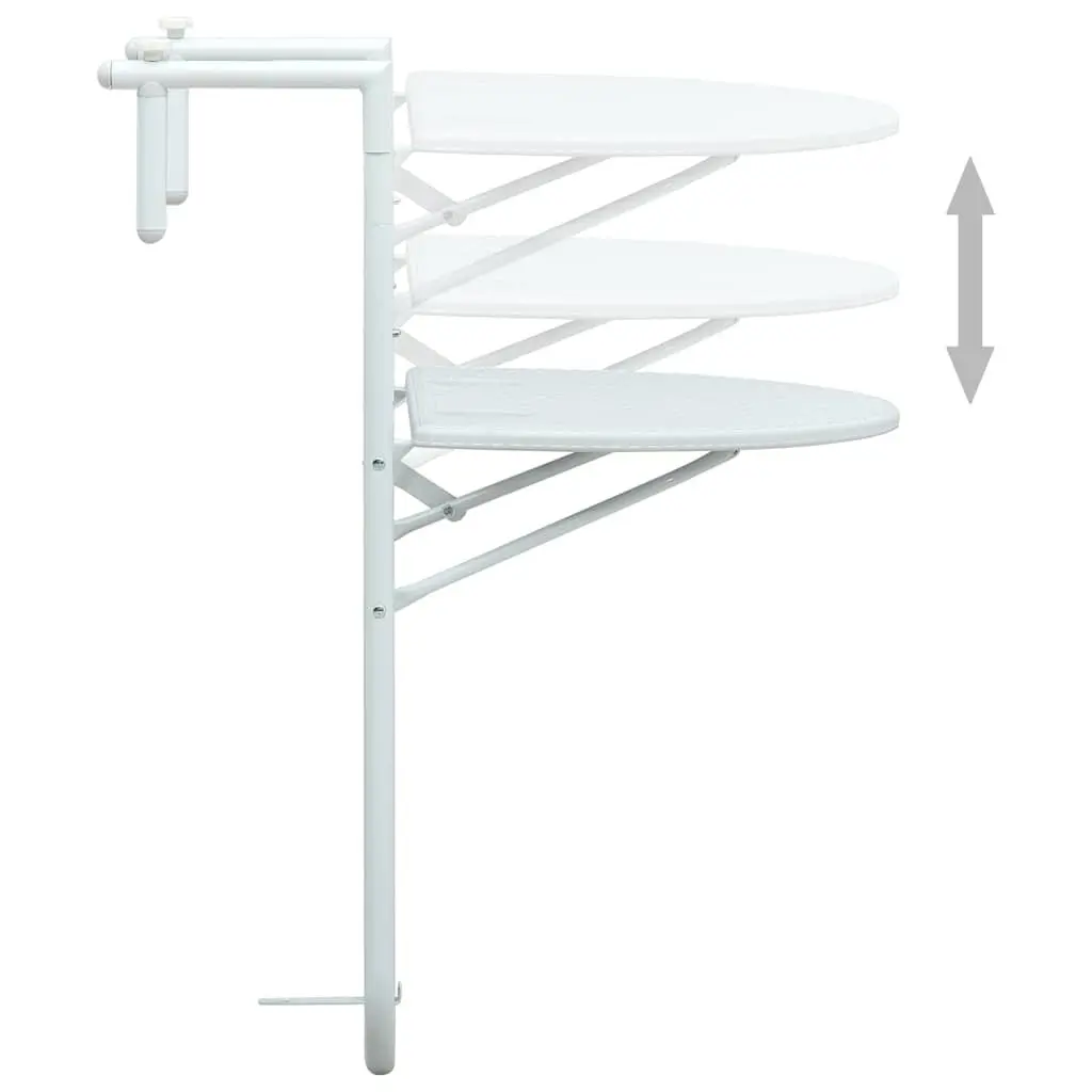 Adjustable Height White Outdoor Hanging Balcony Table