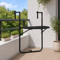 Adjustable Height Outdoor Hanging Table Black Foldable Rattan Style
