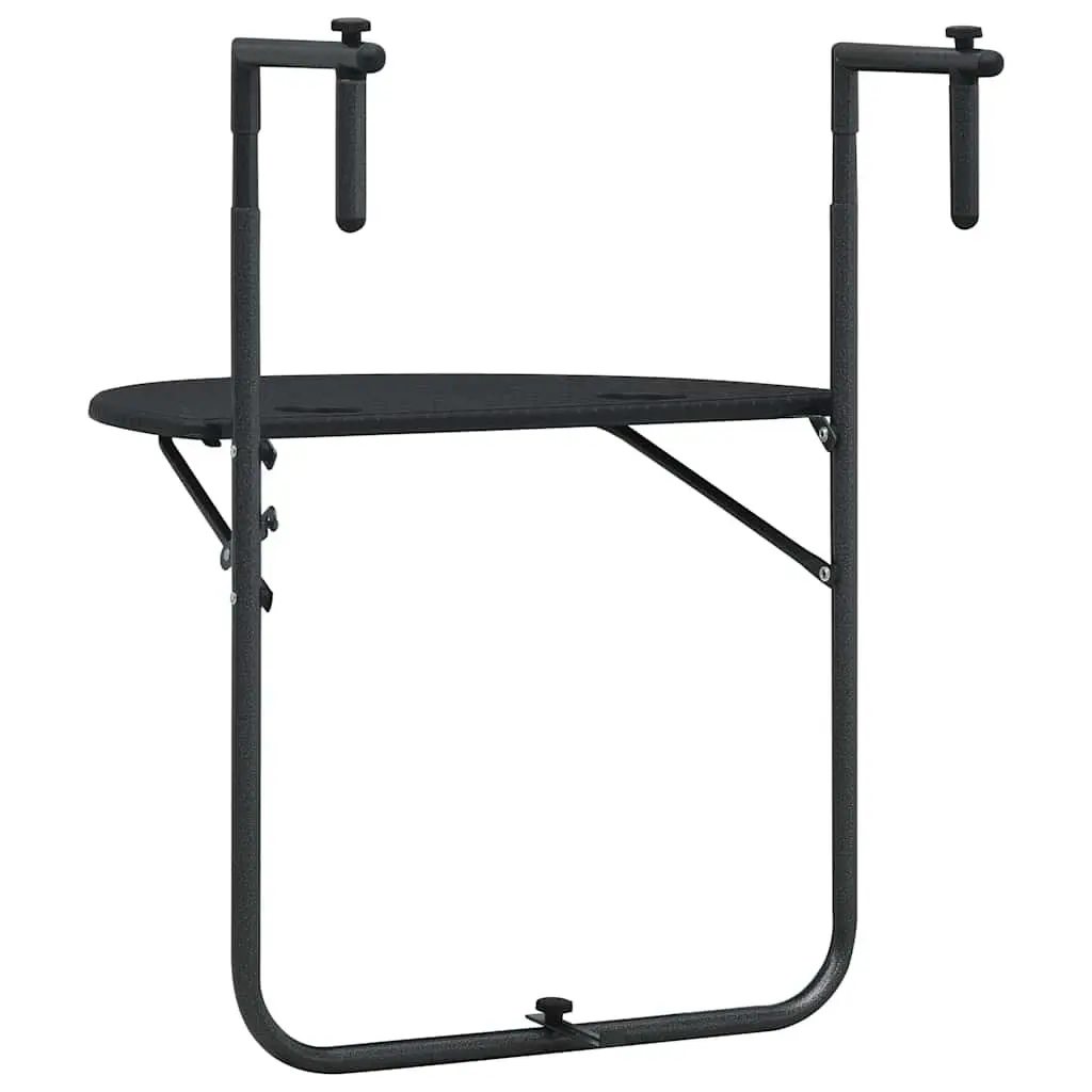 Adjustable Height Outdoor Hanging Table Black Foldable Rattan Style