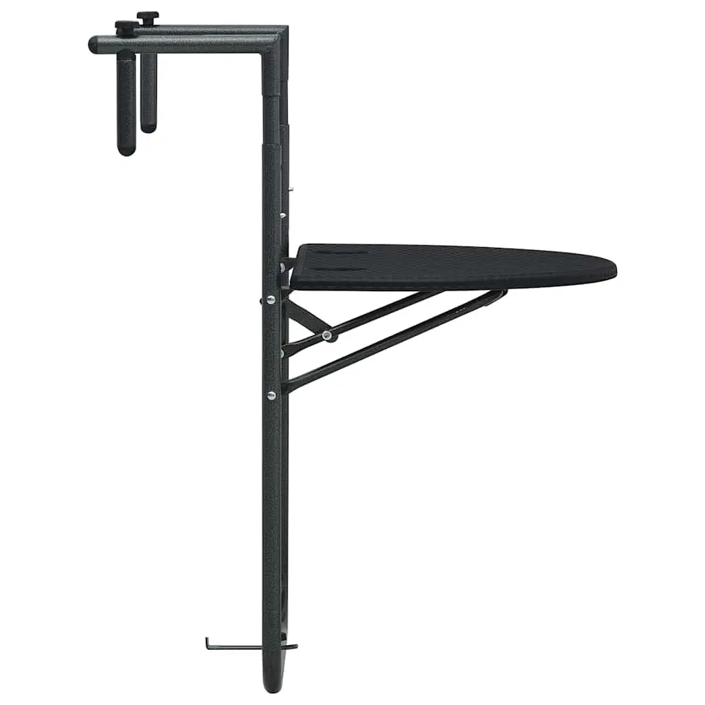 Adjustable Height Outdoor Hanging Table Black Foldable Rattan Style