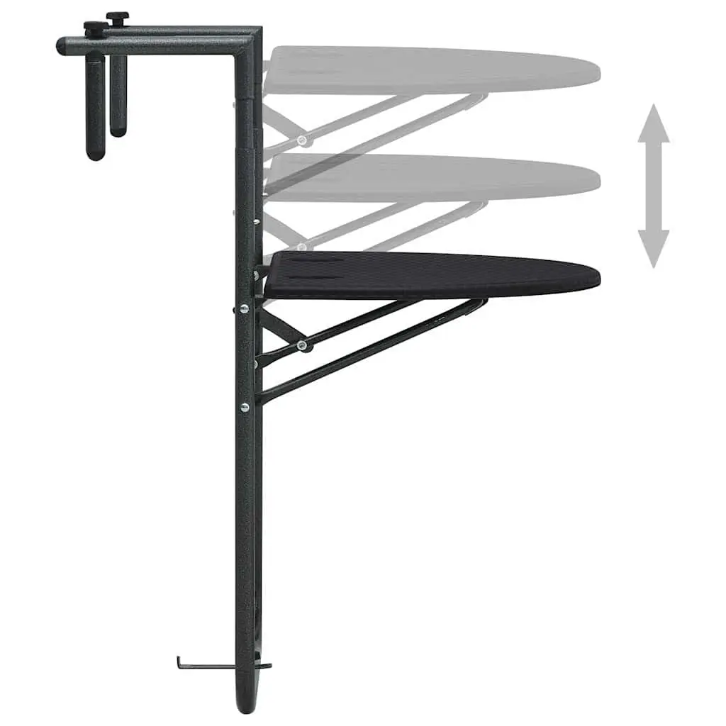 Adjustable Height Outdoor Hanging Table Black Foldable Rattan Style