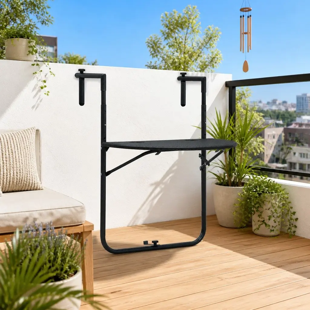 Foldable Outdoor Balcony Table with Steel Frame