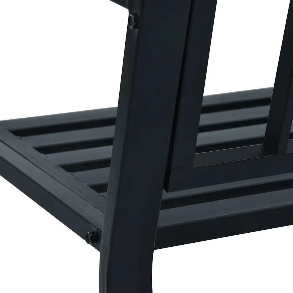 Garden Bench Metal 125cm Black Outdoor Furniture Curved Armrests