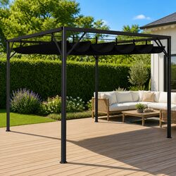 Durable Garden Gazebo 3x3m with Retractable Roof Canopy