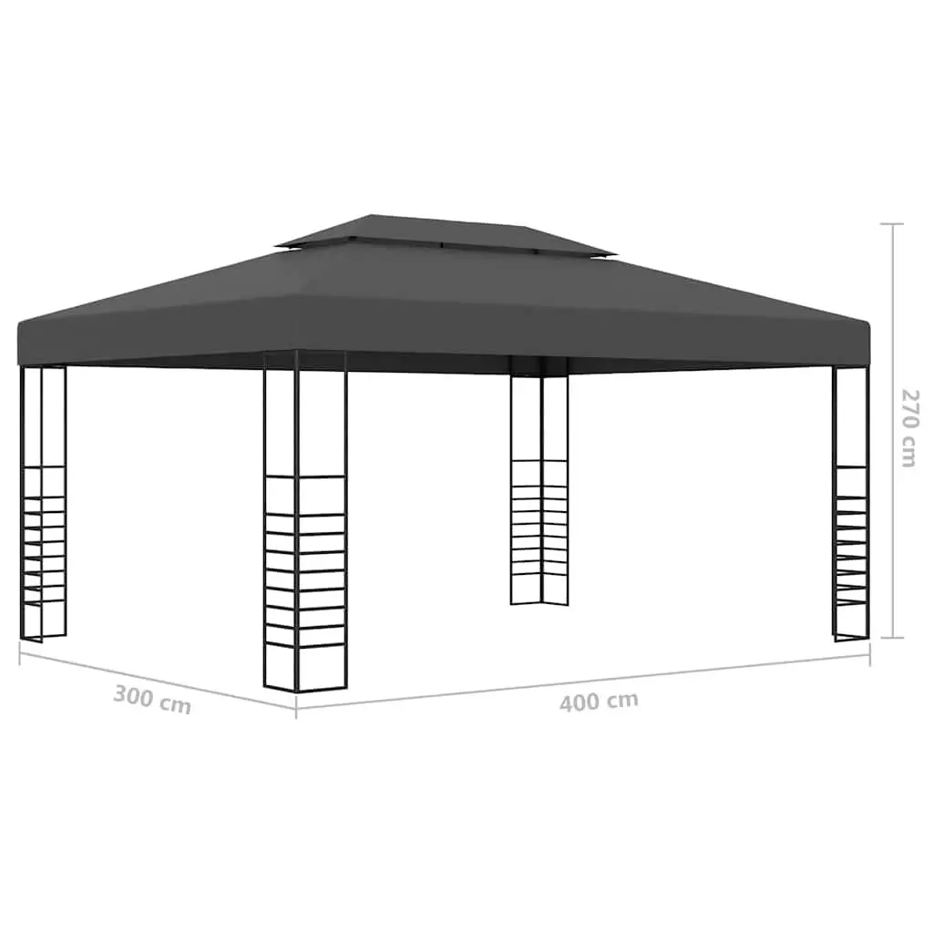 Gazebo polyester 3x4 m anthracite outdoor canopy shade structure