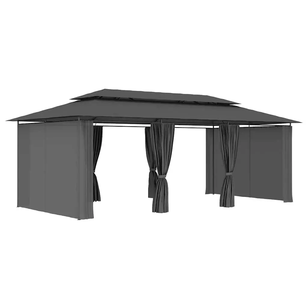 Anthracite Gazebo with Curtains for Outdoor Events