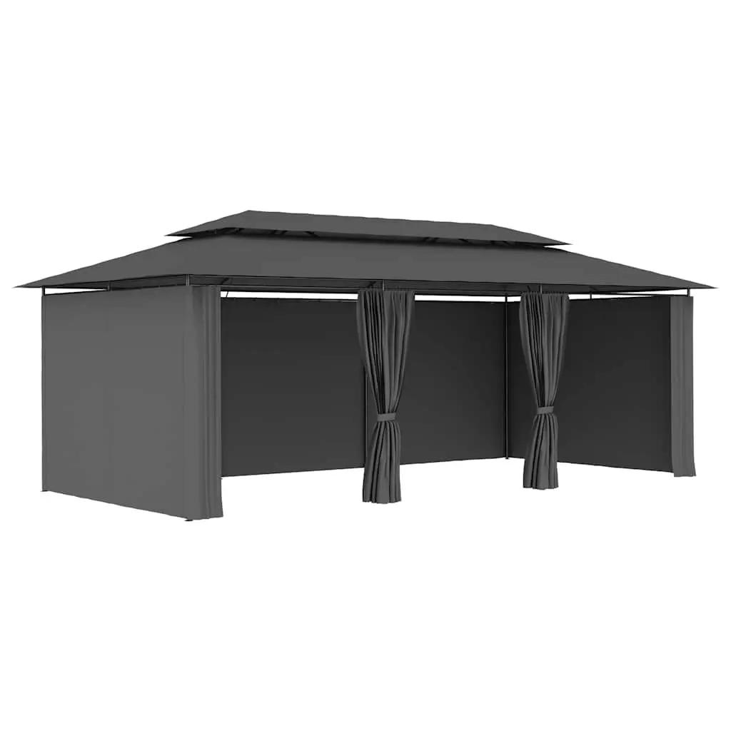 Anthracite Gazebo with Curtains for Outdoor Events