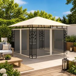 Durable Outdoor Gazebo 3x3x2.73m with Mosquito Net Canopy