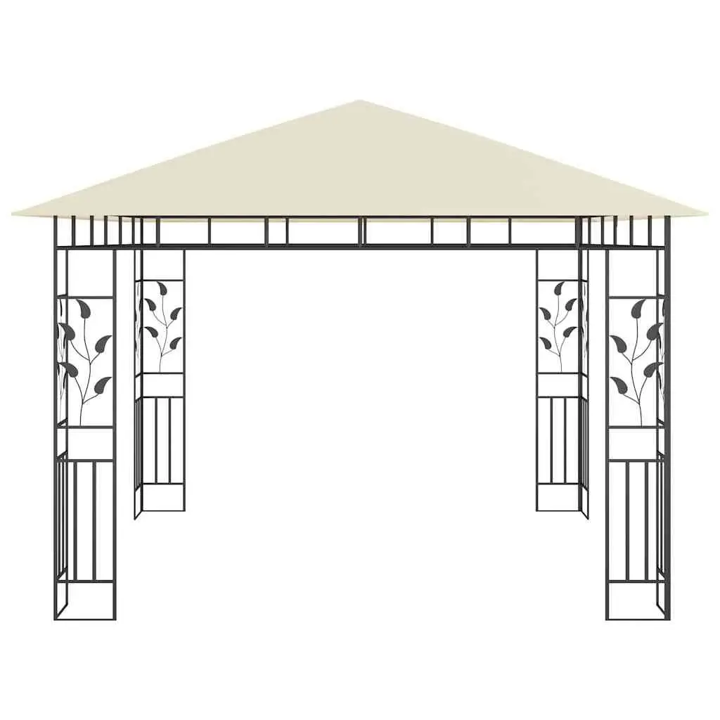Gazebo Metal Frame 3x3x2.73m Cream with Mosquito Net Canopy Garden Patio Shelter