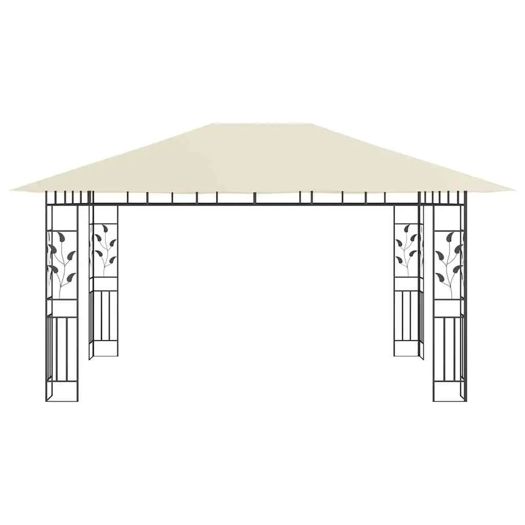 Garden Gazebo Metal 4x3x2.73m Cream with Mosquito Net